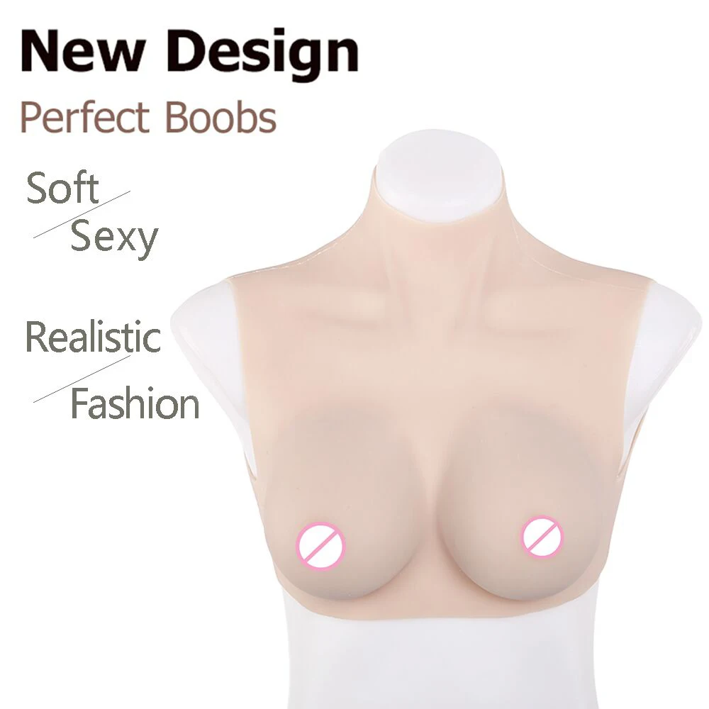 

IVITA Artificial Silicone Breast Forms B C Cup Fake Boobs Enhancer Chest for Crossdresser Transgender Shemale Drag-Queen Cosplay