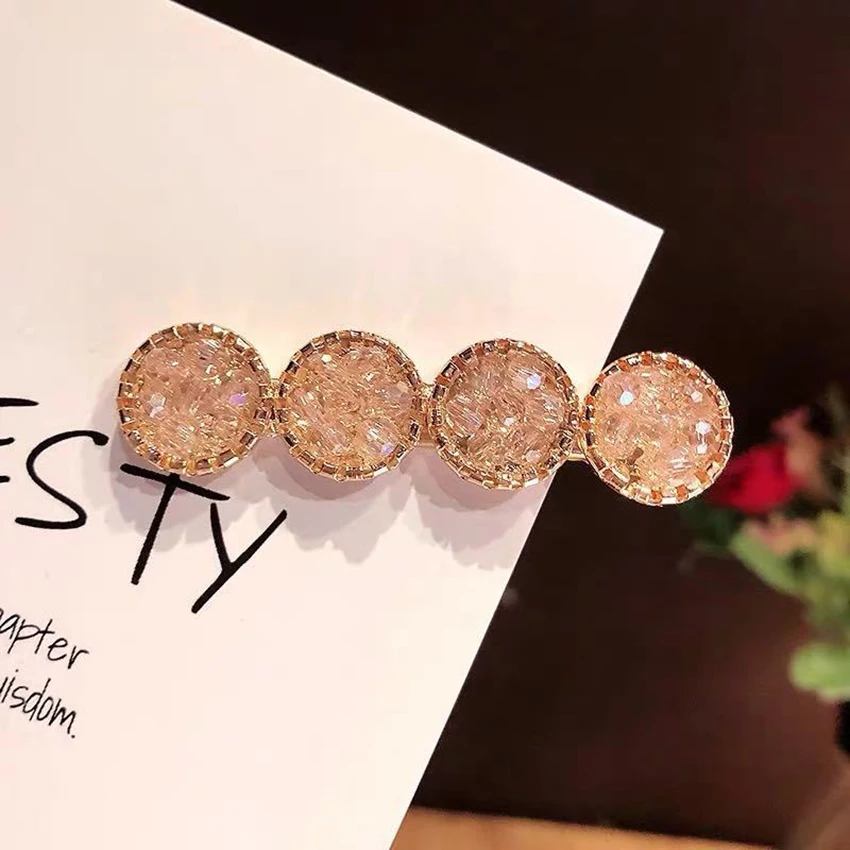 1pcs moda strass grampos de cabelo meninas grampos de cabelo headwear geométrico redondo hairgrip feminino barrette lado grampo de cabelo acessórios