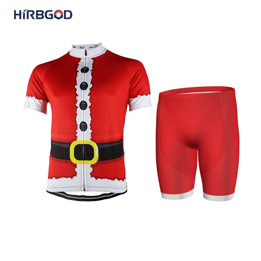 

Christmas Style Men's Cycling Jersey Fashion Men's Bicycle Jerseys Breathable Men's Short Sleeve Shirt Bike Short Pants Gel Pad