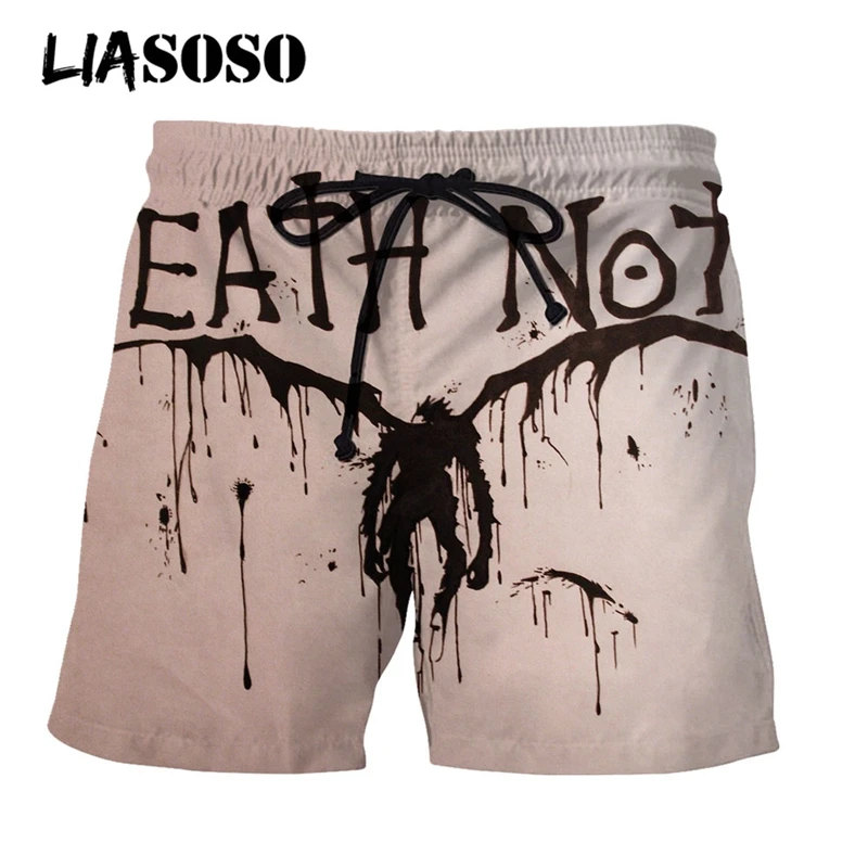 LIASOSO 3D Print Unisex Japanese Anime Death Note Men's Shorts Street Beach Sport Casual Shorts Loose Boardshorts Cool Trousers