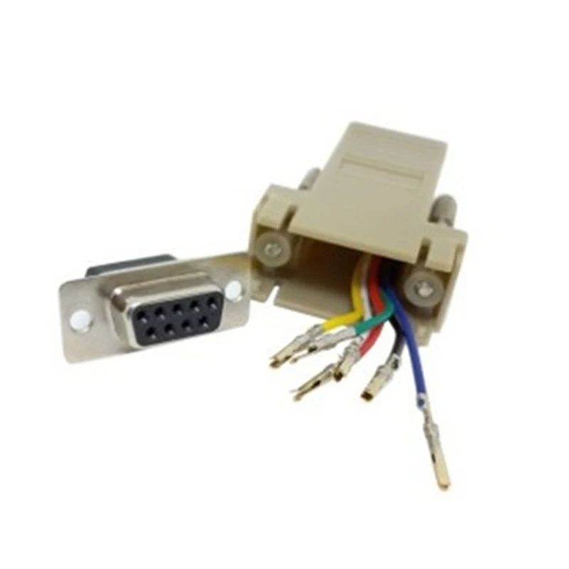 

5pcs RS232 D-Sub 9pin DB9 Female Extender To Lan Cat5 Cat5e RJ45 Ethernet Female Adapter Beige Color