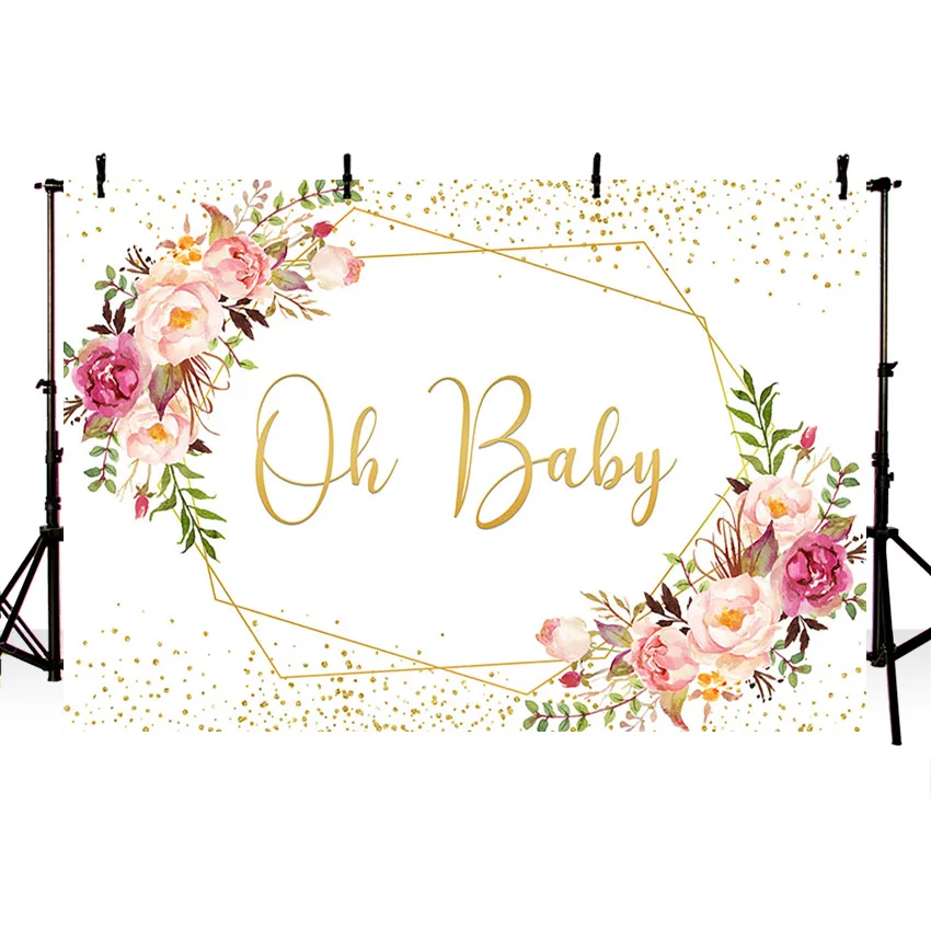 Mehofond Fotografie Hintergrund Baby Dusche Hintergrund Blume Gold Geometrische Muster Polka Dot Neugeborenen Foto Studio Photophone