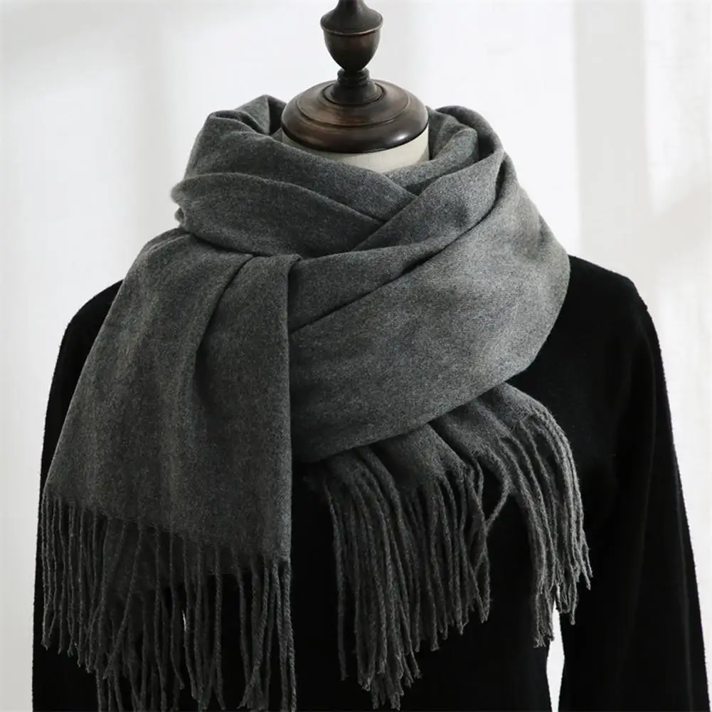 2021 Winter Women Scarf Solid Color Good Warmth Retention Lightweight Japanese Korean Style Mid-length Shawl