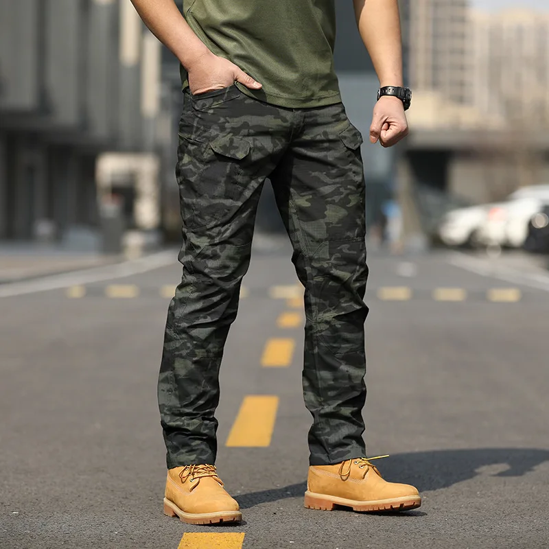 

Outdoor Consul Men Tactical Pants Plaid Fabric Urban Military Fans Multi-Pocket Overalls