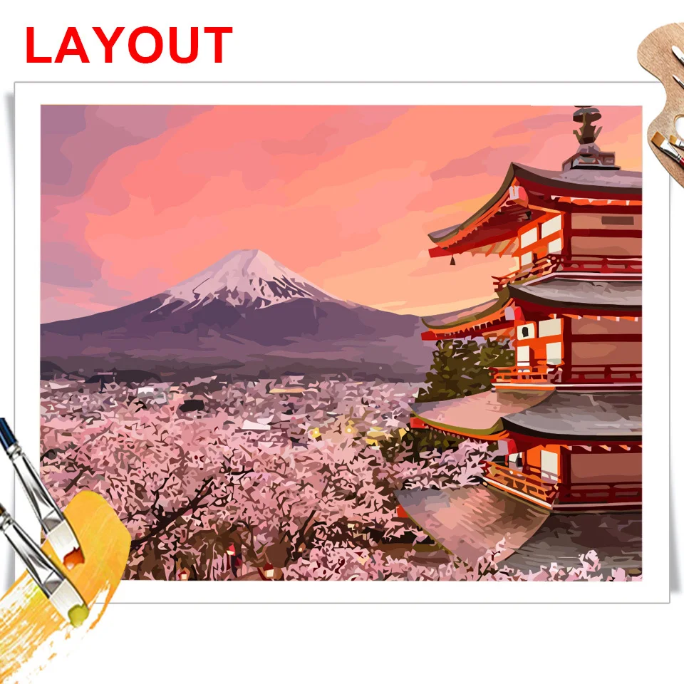AZQSD Pictures Oil Painting By Numbers City Arcylic Painting By Numbers Landscape DIY Unframed Decoration HandPaint Kit Gift