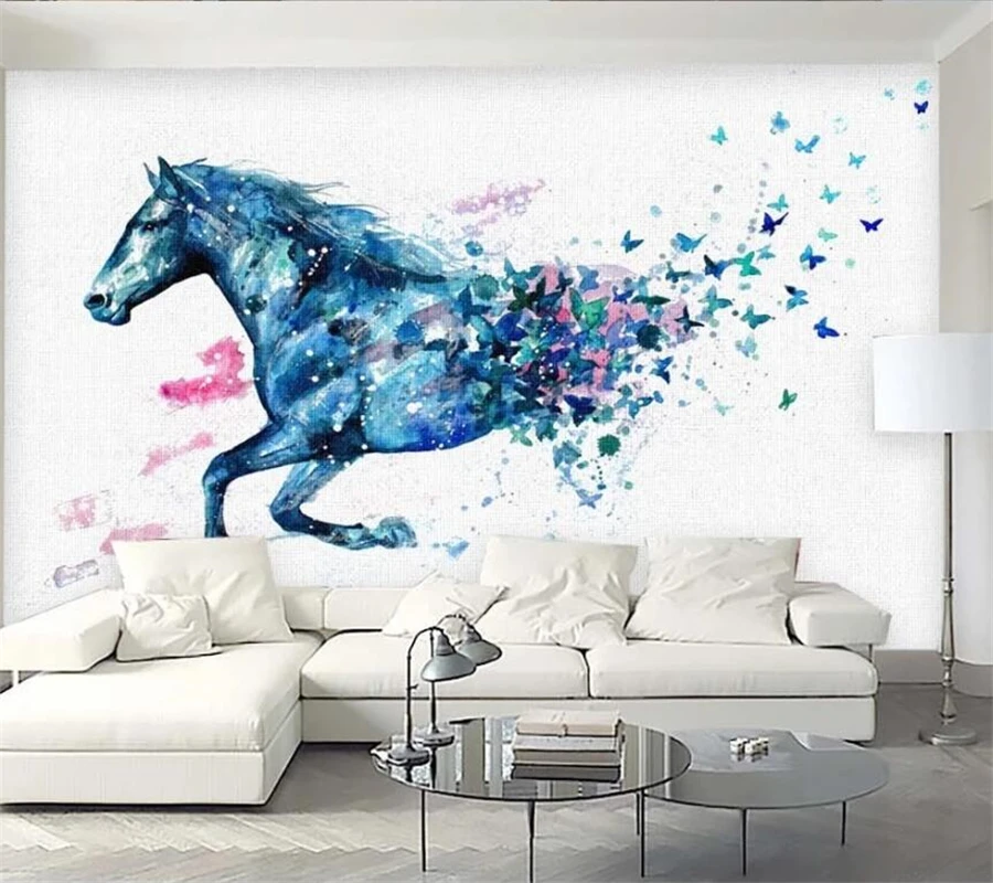 wellyu Custom large-scale mural 3d wallpaper fashion home decoration fantasy gallop watercolor butterfly background wall paper