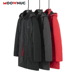 Thick Winter Men's Fashion Parkas 2021 Windbreaker Male Jacket Warm Coats Windproof Outwear Solid Overcoat Trench Slim MOOWNUC