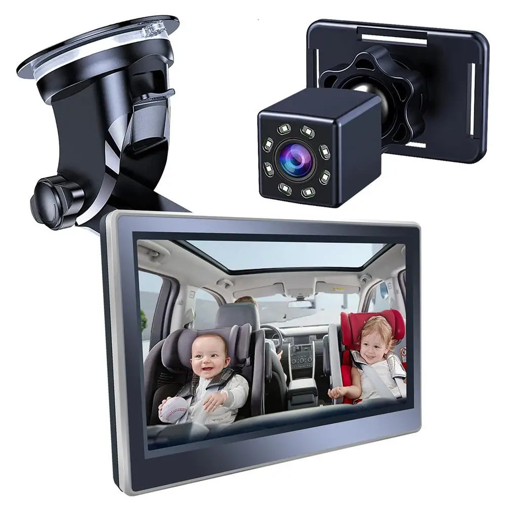 Baby Car Mirror Back Seat Baby Car Camera HD Night Vision Function Car Mirror Display Reusable Sucker Bracket Cigarette Lighter