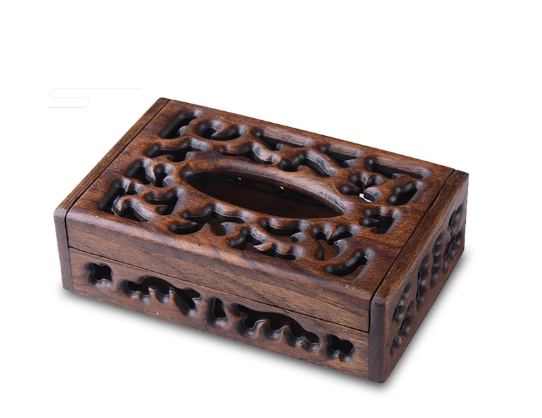 Thai retro wood tissue box Living room creative European tray Tray paper box napkin tray