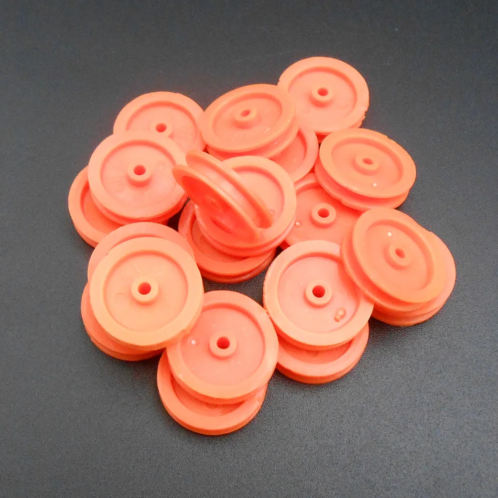 100PCS 16.5MM Plastic Pulley Gear Model Motor Wheels Out Dia.16.5mm Shaft Axle Hole Dia.2mm 1.95MM 100PCS/LOT Orange *FD216X100