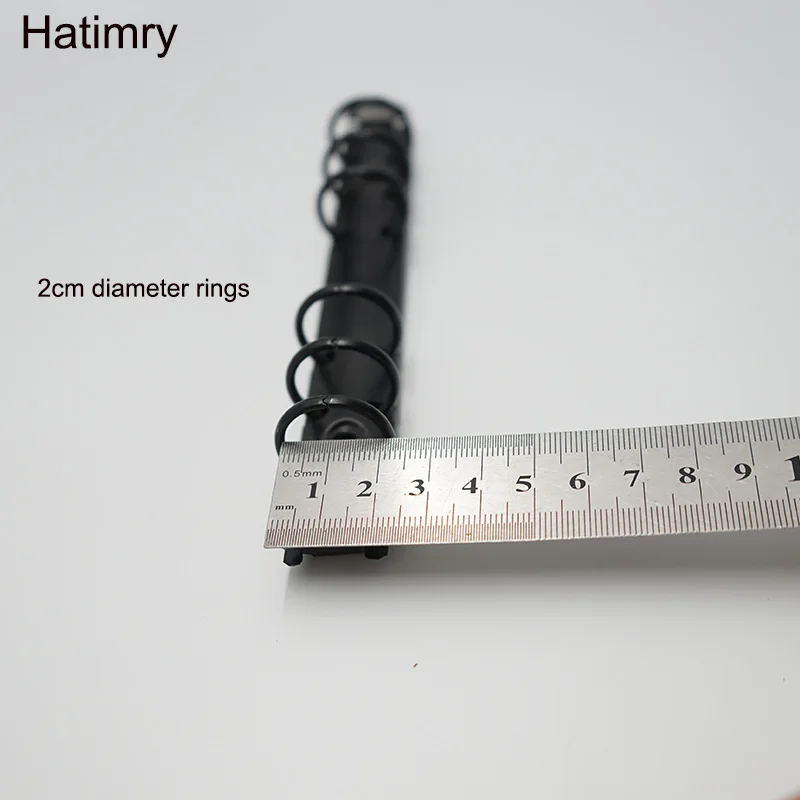 Imagem -03 - Hatimry-couro Genuíno Notebook Binder Clip Padrão Faça Você Mesmo Cor Preta a6 Caderno 2cm Anéis Sprail