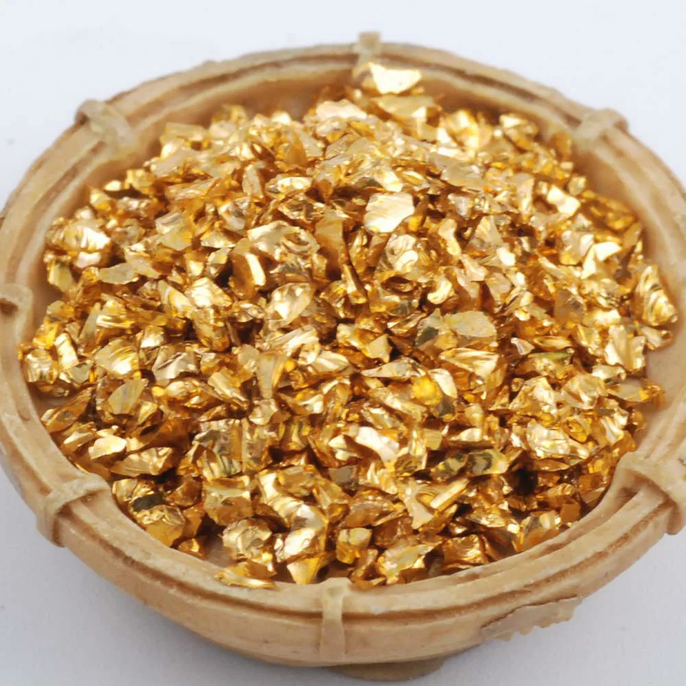 Fake Gold Stone Flakes Metallic Glass Glitter Sprinkles Resin Inclusions Embellishment for Resin Art Jewelry Making Supplies 50g