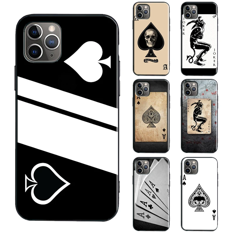 Ace of spades Poker Card Case For iPhone 13 12 mini 11 14 Pro Max 6S 7 8 Plus X XR XS Max SE 2020 TPU Cover Coque