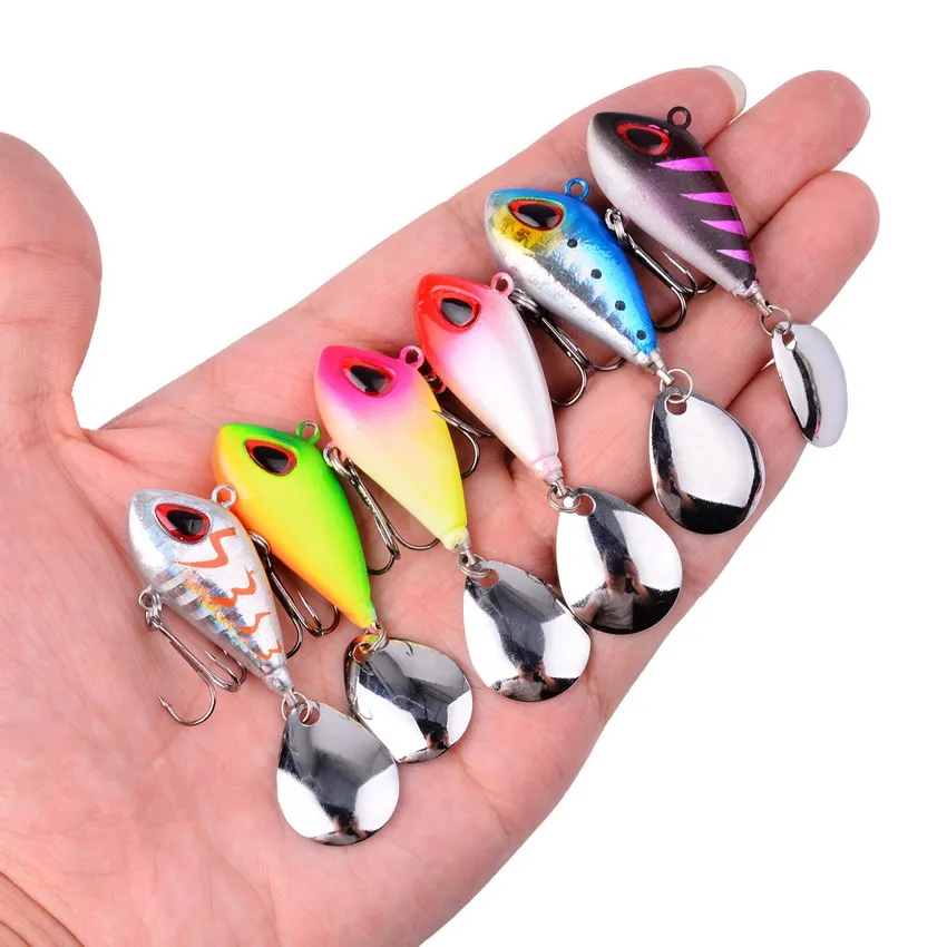 1pcs Metal Mini VIB With Spoon Fishing Lure 6g10g17g25g 2cm Fishing Tackle Pin Crankbait Vibration Spinner Sinking Bait