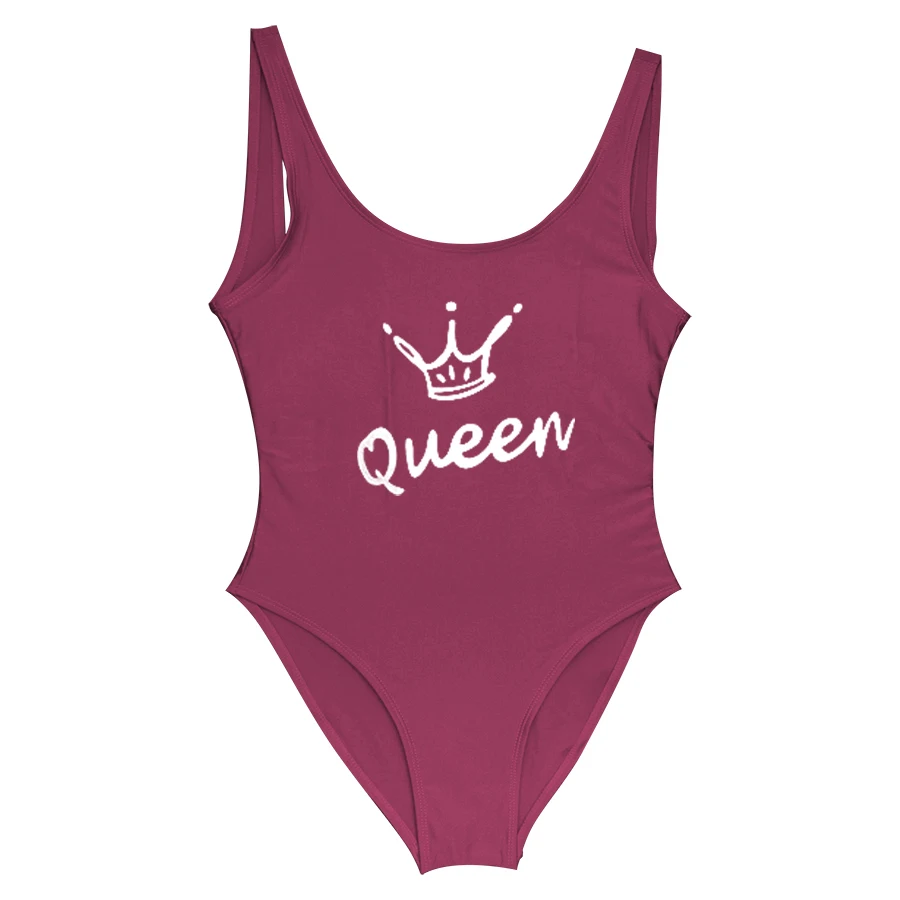 Costume da bagno intero Queen Crown Letter per donna costume da bagno Sexy perizoma costume da bagno intero 2018 costume da bagno femminile tuta