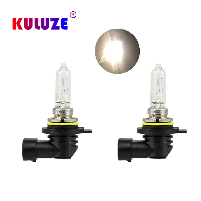 KULUZE 2 PCS 9012 HIR2LL 12V 55W PX22D Clear Car Lights Halogen Bulbs 3500K Auto Headlight Car Head Lamps