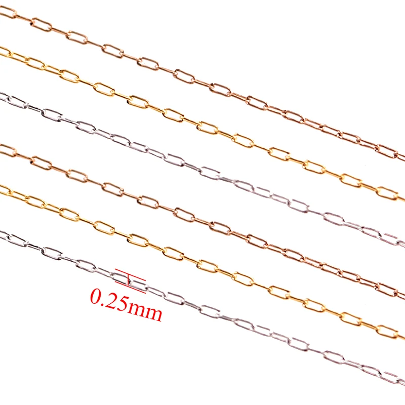 2m Stainless Steel rose Gold Steel Link Necklace Chain 0.25mm Thin Beading Cable Chains For Jewelry Making DIY Findings Supplies