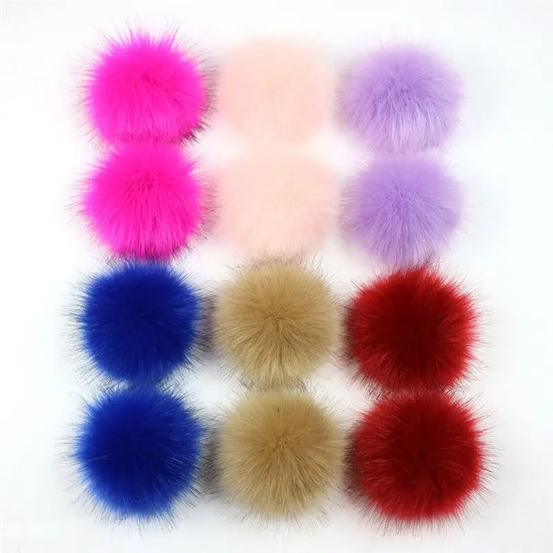 12PCs 8cm False Hairball Hat Ball Fur Pompom Fake Fox Hat Ball Pom Pom With rubber band DIY Handmade Clothing Hat Accessories