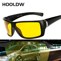 HOOLDW Men Polarized Sunglasses Square Yellow lens Night Vision Glasses Male Night Driving Safety Anti-glare Goggles Sun glasses