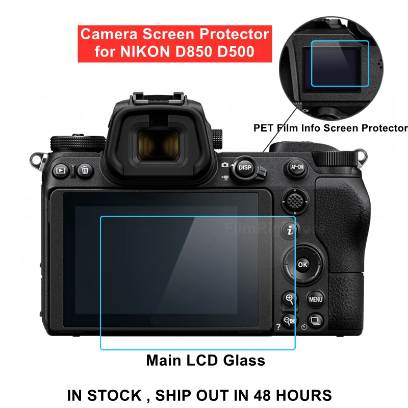 

for Nikon D850 D500 Camera Tempered Protective Self-adhesive Glass Main LCD Display + Film Info Screen Protector Guard Cover