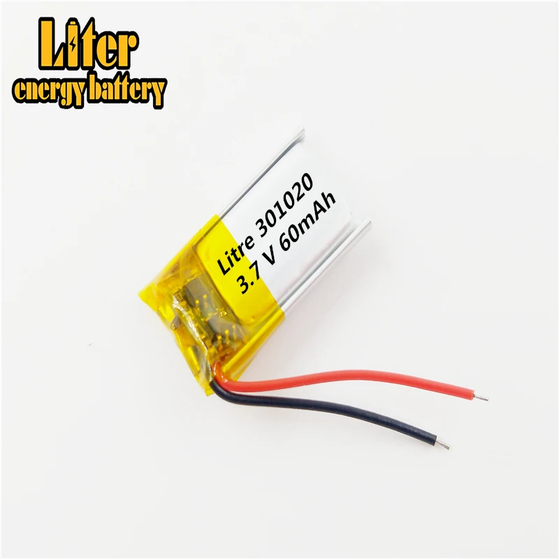 3.7V 60mAh 301020 Lithium Polymer Li-Po li ion Rechargeable Battery cells For Mp3 MP4 MP5 GPS