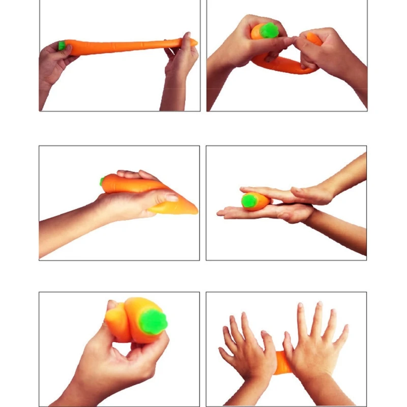 6 Inch Simulation Carrot Shaped Sensory Fidget Toy Anti Stress Vegetable for Children Decompression Interactive Pinch Toy