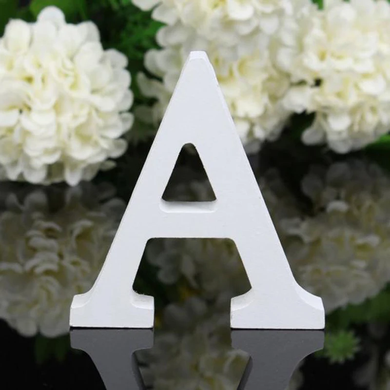 Letras del alfabeto de madera blanca para boda, fiesta de cumpleaños, decoración del hogar, bricolaje, pared, puerta, diseño de nombre