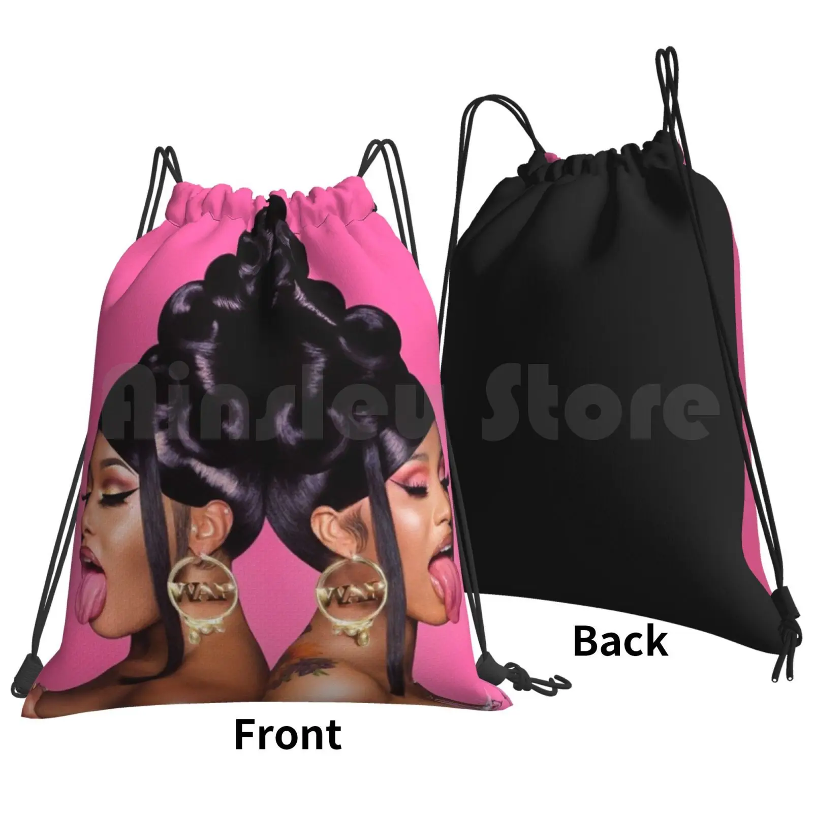 Cardi B Wap Pink Backpack Drawstring Bag Riding Climbing Gym Bag Cardi B Wap Cardi B Wap Cardi B Cardi Wap Megan Thee