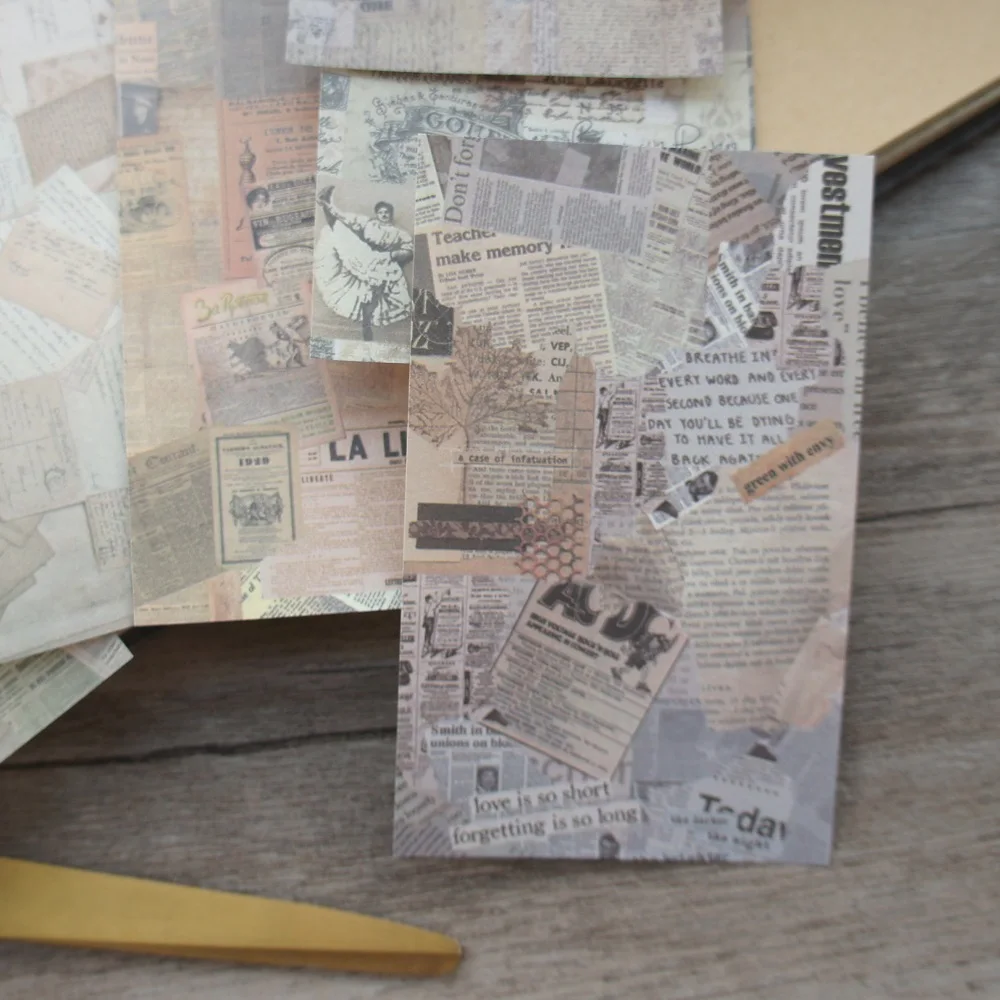 7.5*12cm 50pcs Collage Old File Newspaper  Design Paper Creative Craft Paper Background Scrapbooking Gift DIY Message Use