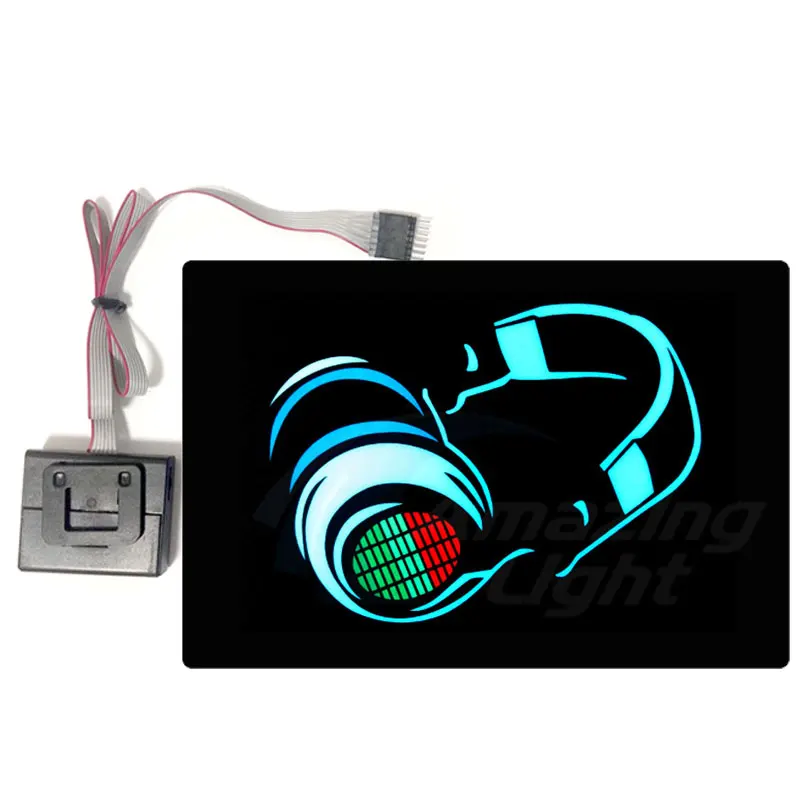 Party Light Up Music Headphone Logo El Panel T-shirt  Sound Activated Flashing El Panel