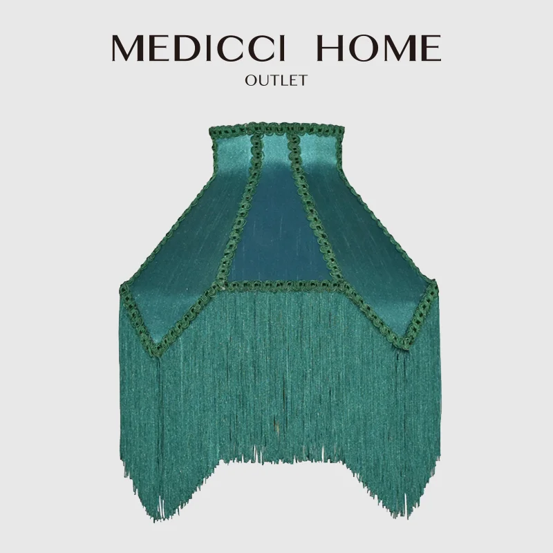 

Medicci Home Boutique Art Deco Lampshade Malachite Green Lamp shade With Long Tassels Luxury Silk Oriental Handicraft Lampshades