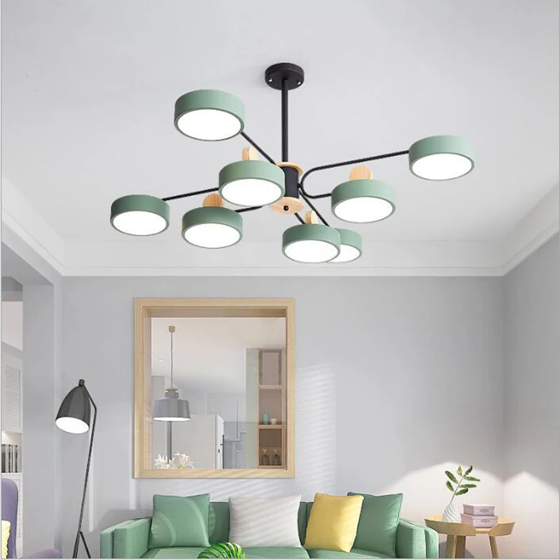 

Modern Nordic Pendant Lights 6 Heads Macaron Home Study Restaurant Dining Living Room Decoration Hanging Fixed Luminaire