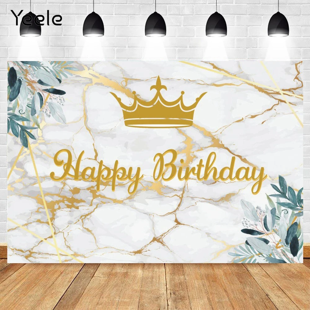 

Yeele Concise Golden Marble Pattern Background Baby Shower Birthday Party Crown Backdrop Photography Photophone For Photo Studio