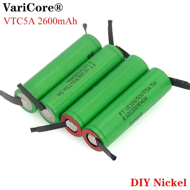 VariCore VTC5A 2600mAh 18650 bateria litowa 30A rozładowanie 18650VTC5 baterie + DIY nikiel arkusze