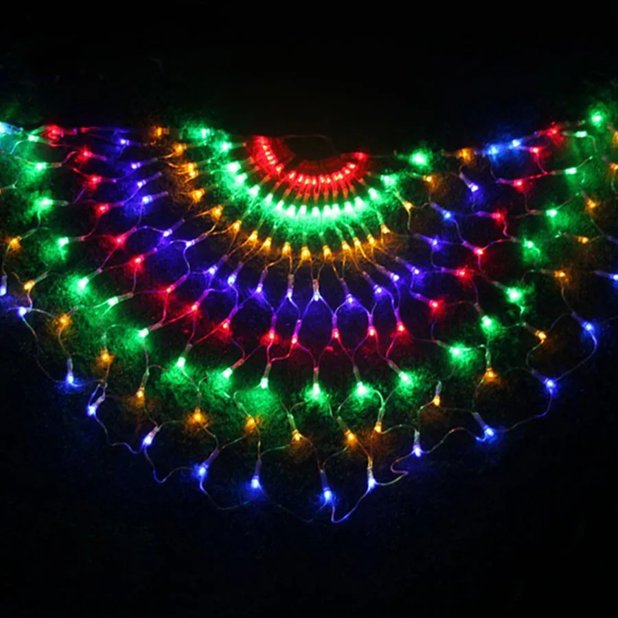 BEIAIDI – filet en maille de paon 444LED, 3 pièces, rideau d\'extérieur, guirlande lumineuse féerique, pour noël, 3M