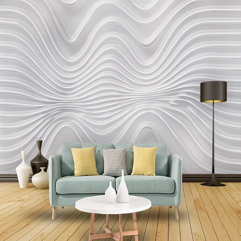 Papel de parede mural personalizado para decoração, adesivo 3d, parede de fundo, simples, estéreo, abstrato, linha curva, sala de estar, tv, sofá, hotel, moderno