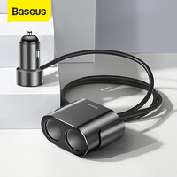Baseus 2 in 1 USB Car Charger Cigarette Lighter Socket Splitter Fast Charging For iPhone 12 Samsung Xiaomi  Dual USB Car charger