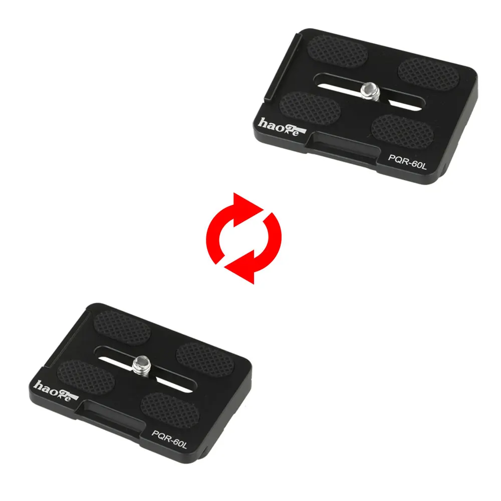 Haoge 60mm câmera universal placa de liberação rápida com flange bordo retrátil para arca padrão tripé bola cabeça braçadeira