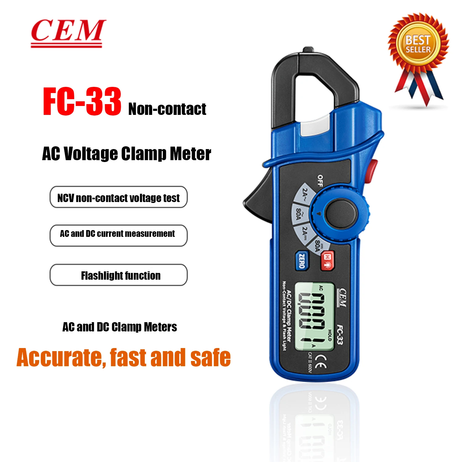 CEM FC-33 FC-36 AC / DC Clamp Non-Contact Voltage Clamp Meter Frequency Test Table Clamp Meter Universal Meter DC Frequency Test