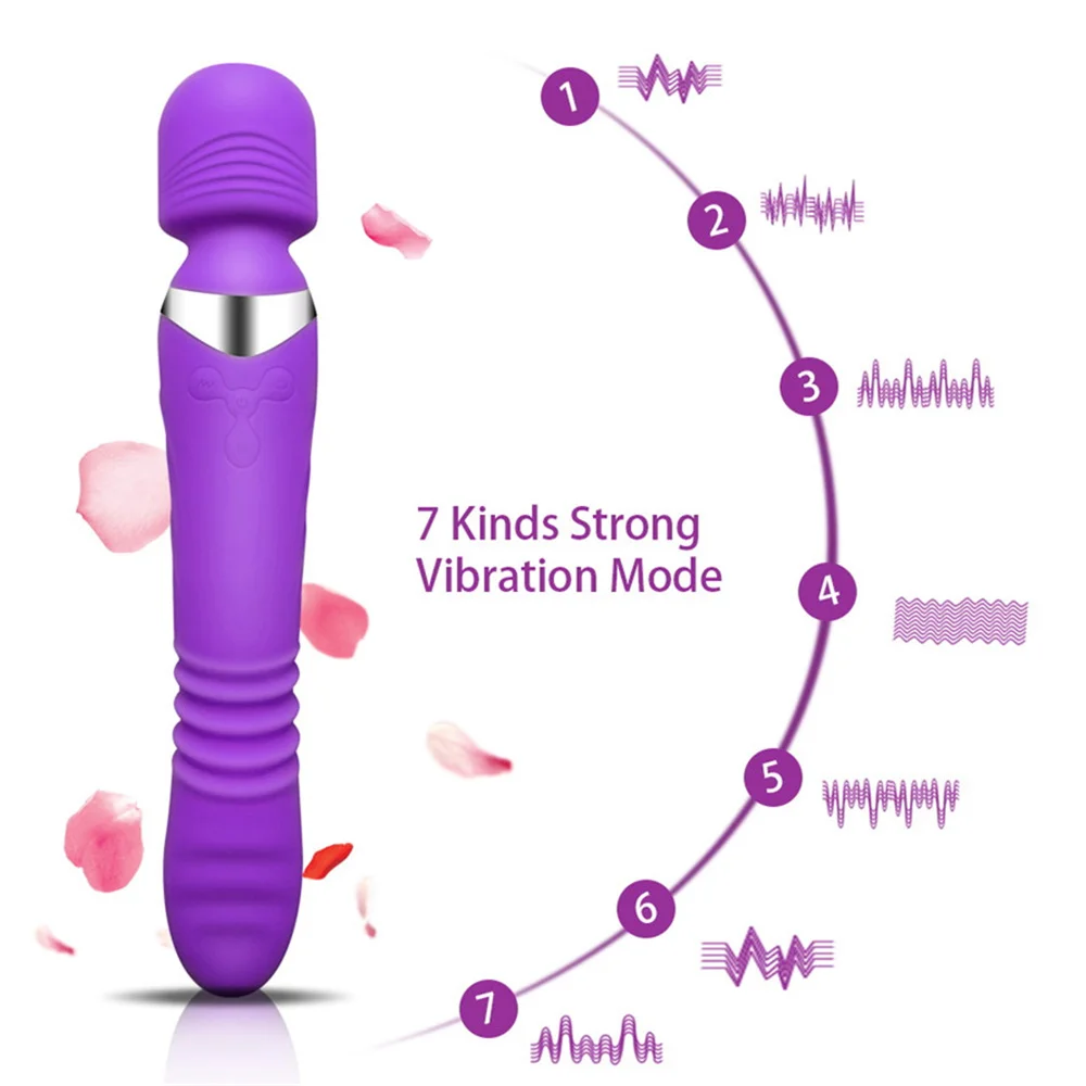 Heatable Stretch Dildos Vibrator For Woman G-Spot Sex Machine Rechargeable AV Magic Wand Massager Masturbator Adult Clit Sex Toy