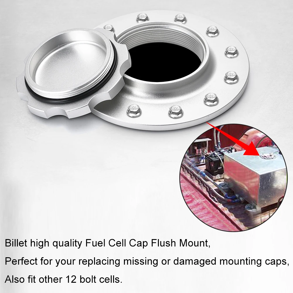 PQY - Billet Aluminum Fuel Cell / Surge Tank Cap with 12 bolting holes with 3\'\' I.D.Opening For RI  fuel cells PQY-SLFCC-01SL