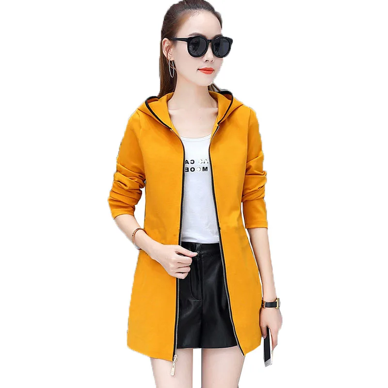 

Women Jacket 2022New Female Spring Coats Ladies Hooded Jackets Mujer Feminina Loose Zipper Thin Windbreaker Women's Tops D555