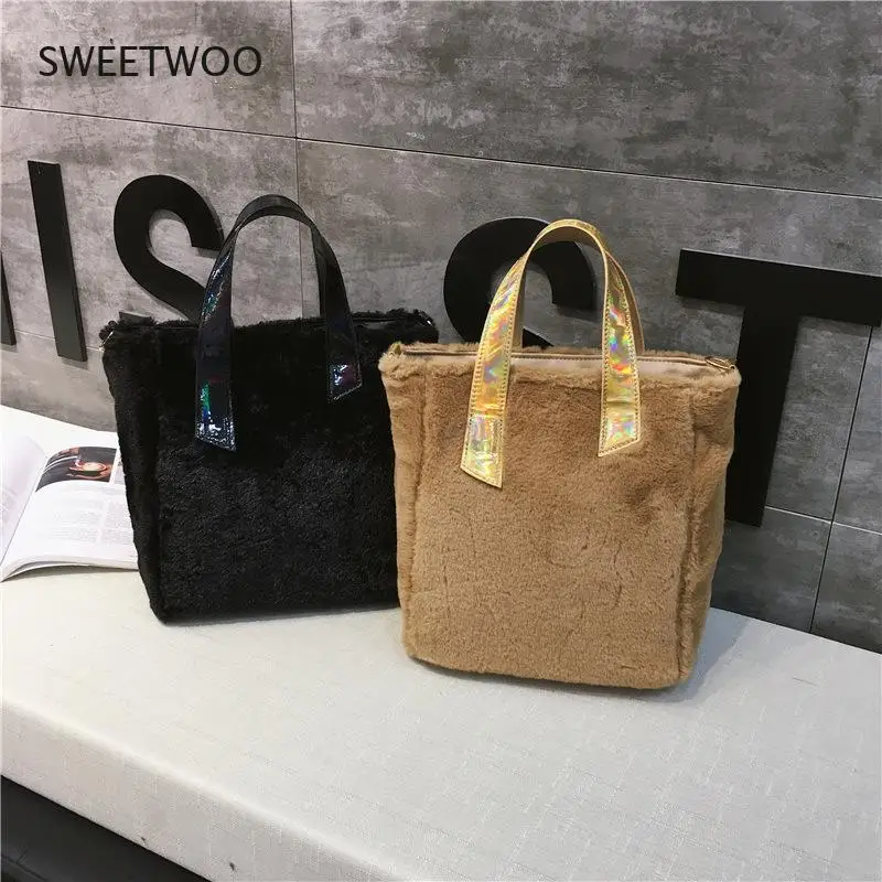 

Plush bag female autumn and winter new style Korean fashion one-shoulder messenger bag large-capacity portable small square bag