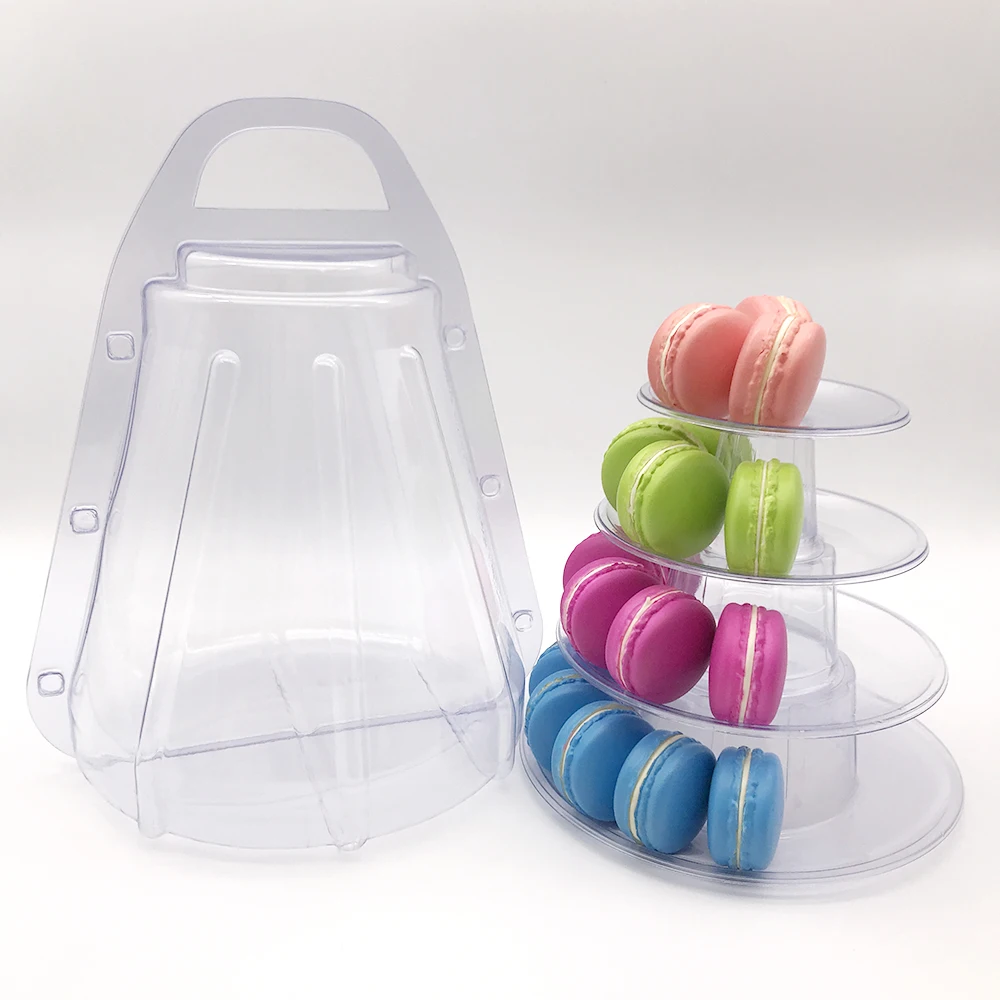 4 Tiers Portable Box Cupcake Display Rack Holder Macaron Tower Macaroon Display Cake Stand Birthday Party Wedding Decoration