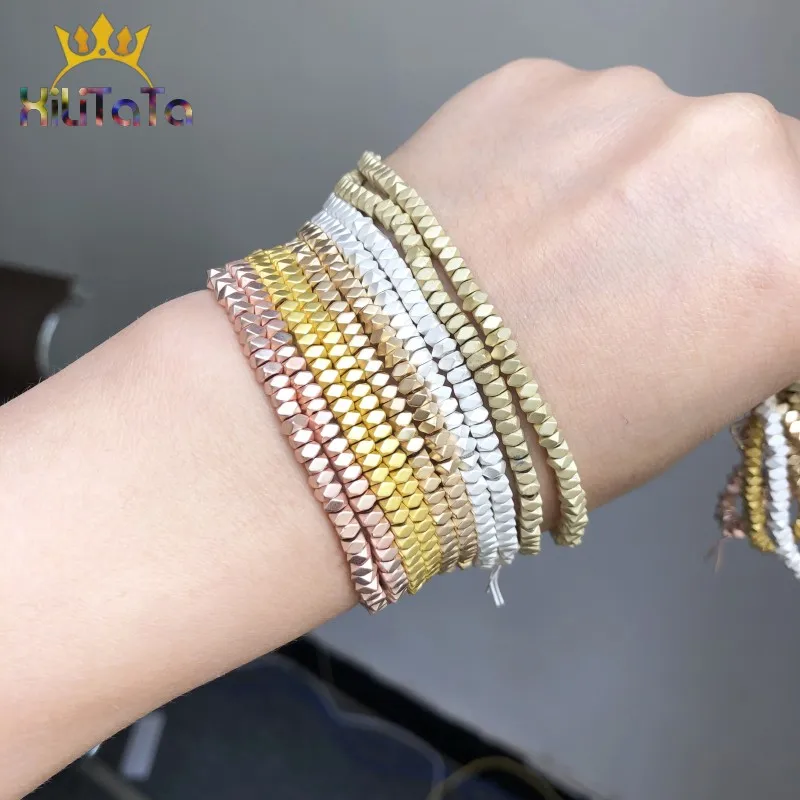 3*2mm Natural Rose Gold Silver Color Hematite Beads Dull Polish Matte Beads For Jewelry Making DIY Bracelet Accessories 15\'\'