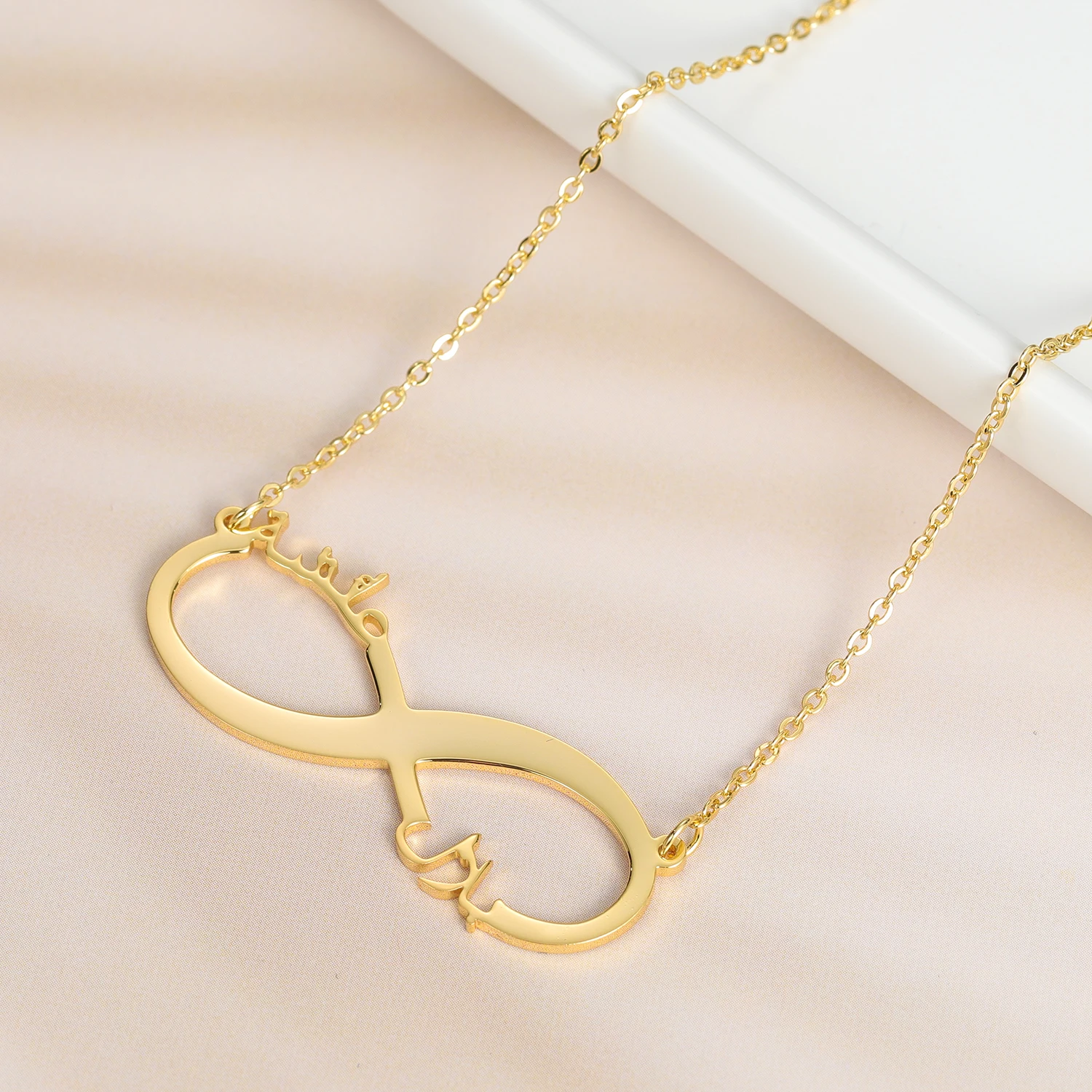 

Custom Arabic Name Infinity Necklace Stainless Steel Gold Chain Pendant Personalized For Women Jewel Gifs