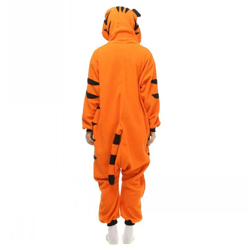 Men Adults Bengal Tiger Onesie Women Cartoon Conjoined Pajama Role-Playing Animal Cosplay Costume For Halloween Raccoon Kigurumi