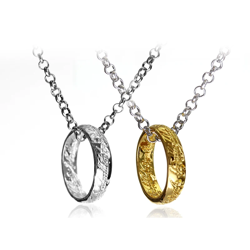 Um anel de poder colar elfos baggins gollum tolkien letras cor ouro pingente moda filme jóias masculino feminino atacado