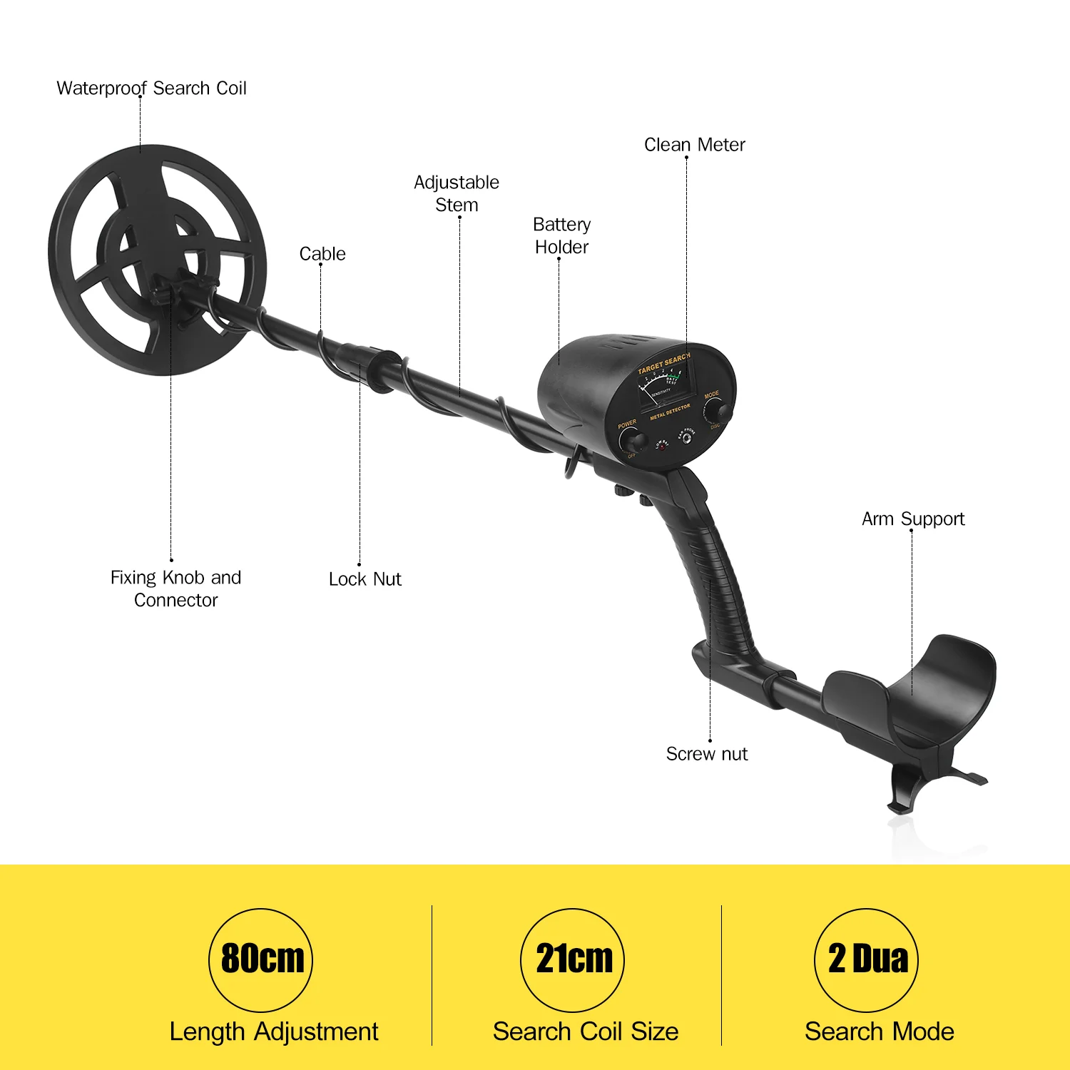 Metal Detector sotterraneo professionale GT6300 lunghezza regolabile rilevatore d'oro cercatore di tesori GT6300 per la ricerca del tesoro