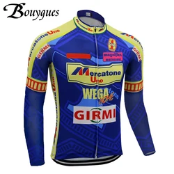 2021 Retro Men's Long Sleeves Cycling Jersey Thermal Winter Fleece OR Spring Autumn Thin Bike Clothing Ropa Ciclismo Hombre